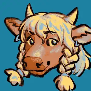Profile of Clay, a cow fursona.